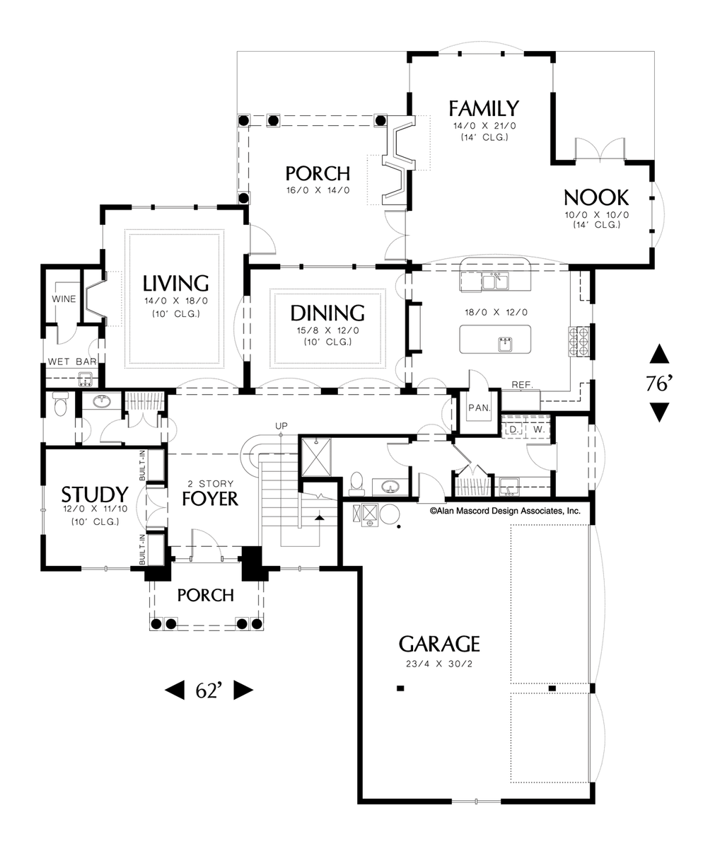 Main Floor Plan for Mascord House Plan 2347 - The Gardell