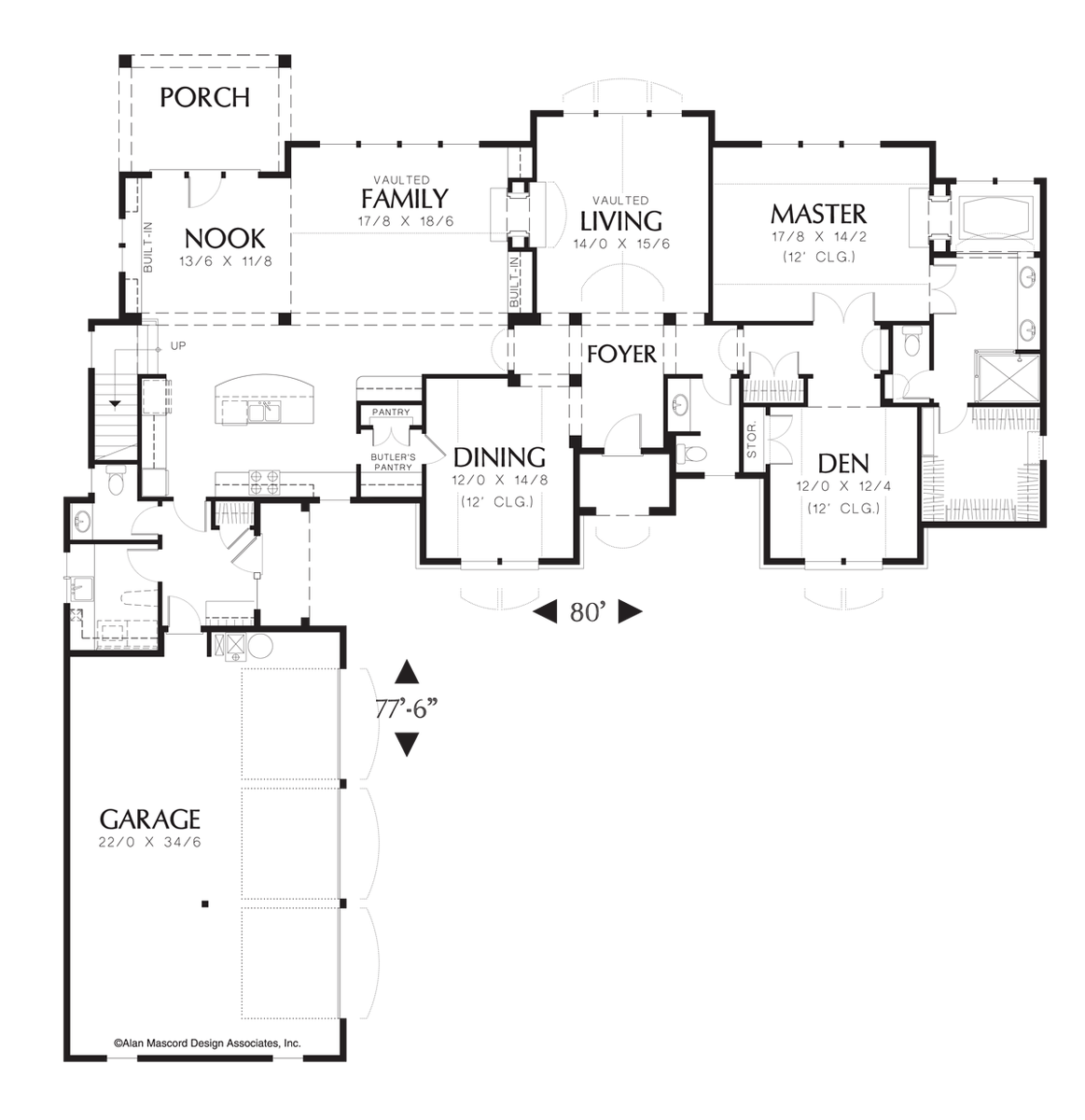 Main Floor Plan for Mascord House Plan 2350 - The Estherwood