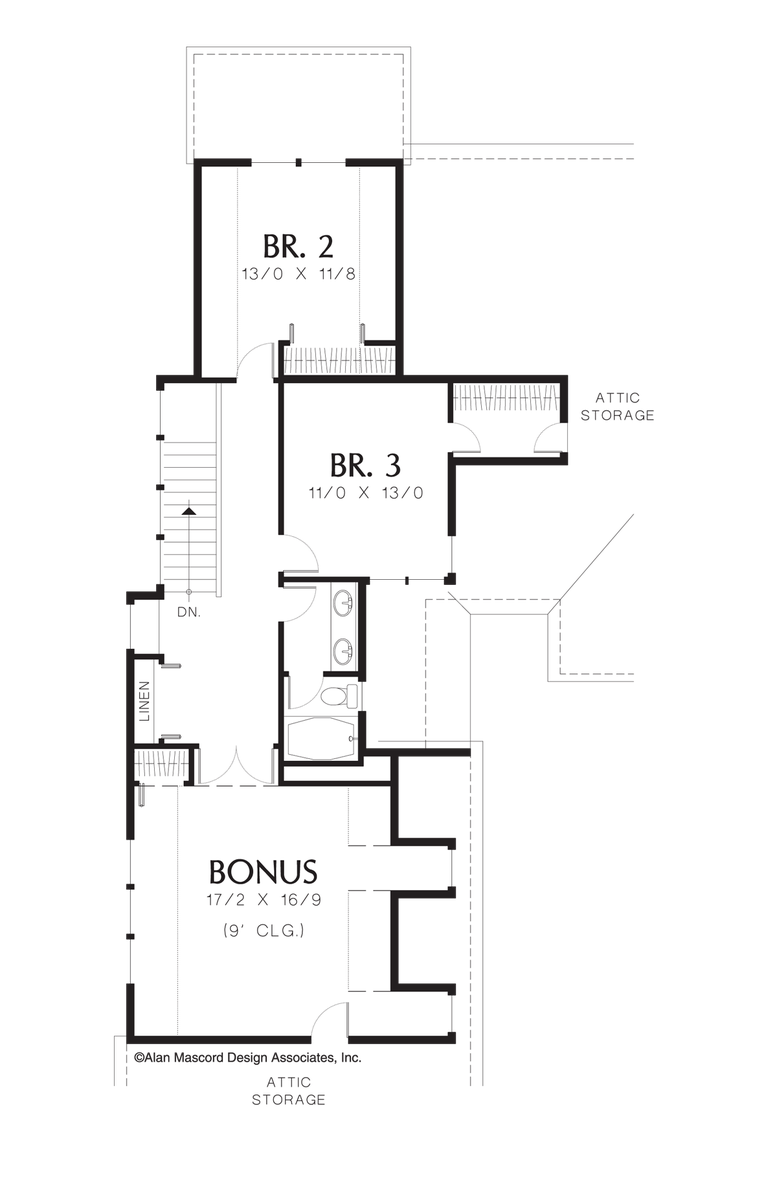 Upper Floor Plan for Mascord House Plan 2350 - The Estherwood