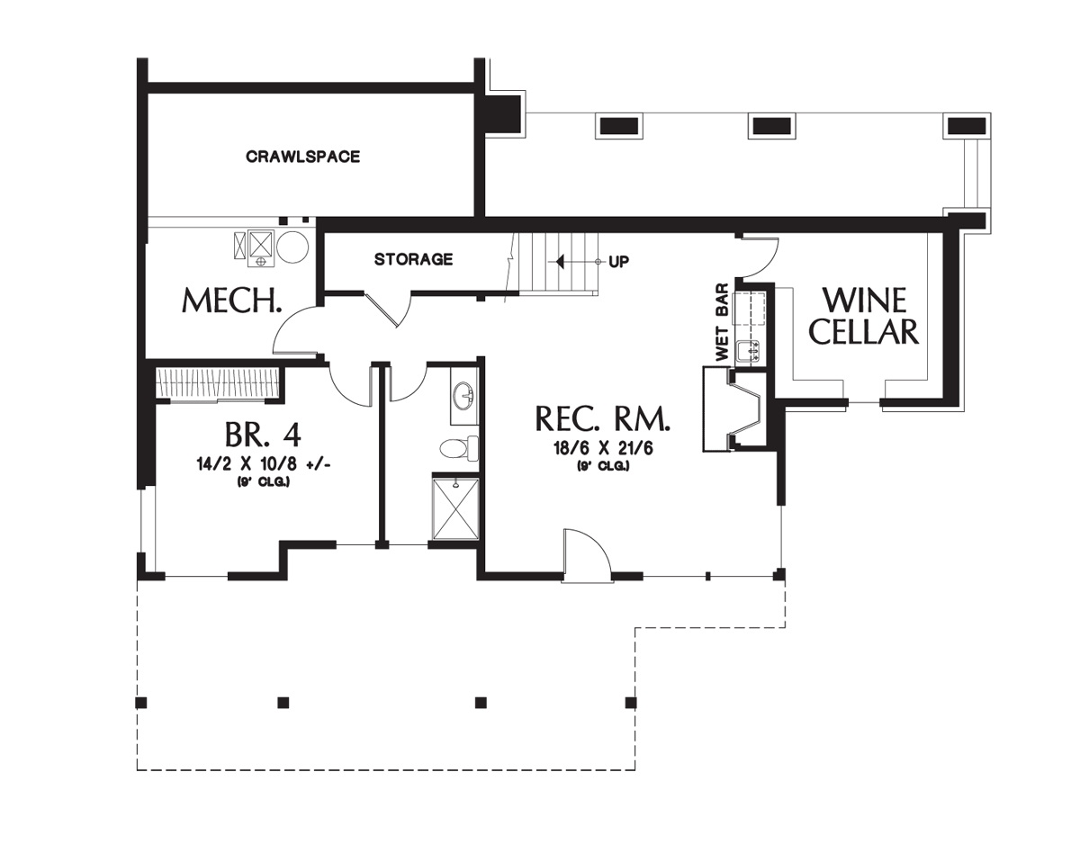 Lower Floor Plan for Mascord House Plan 2374 - The Clearfield