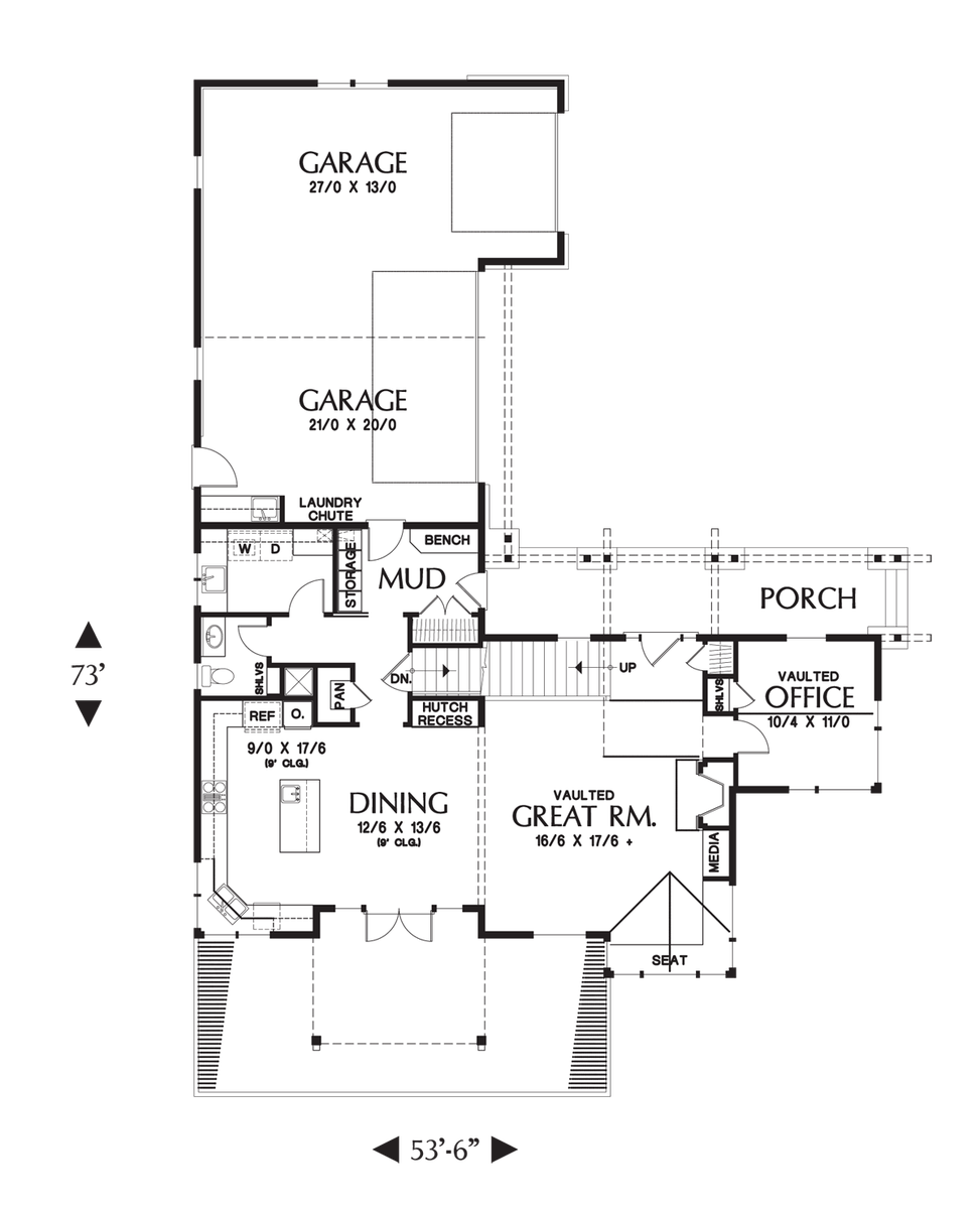 Main Floor Plan for Mascord House Plan 2374 - The Clearfield