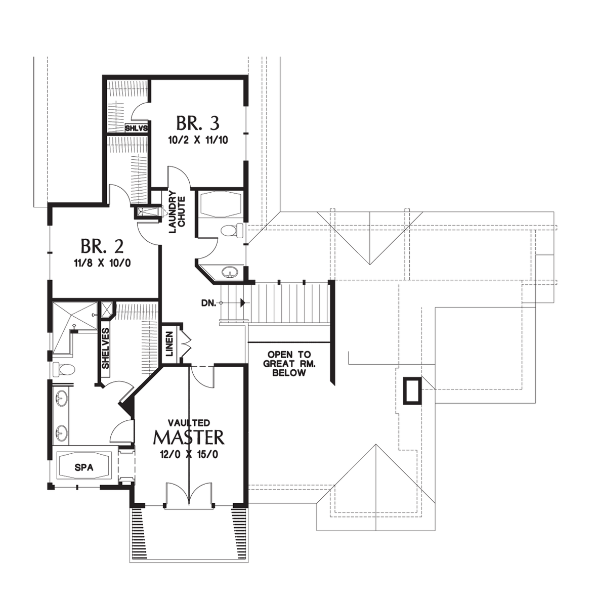 Upper Floor Plan for Mascord House Plan 2374 - The Clearfield