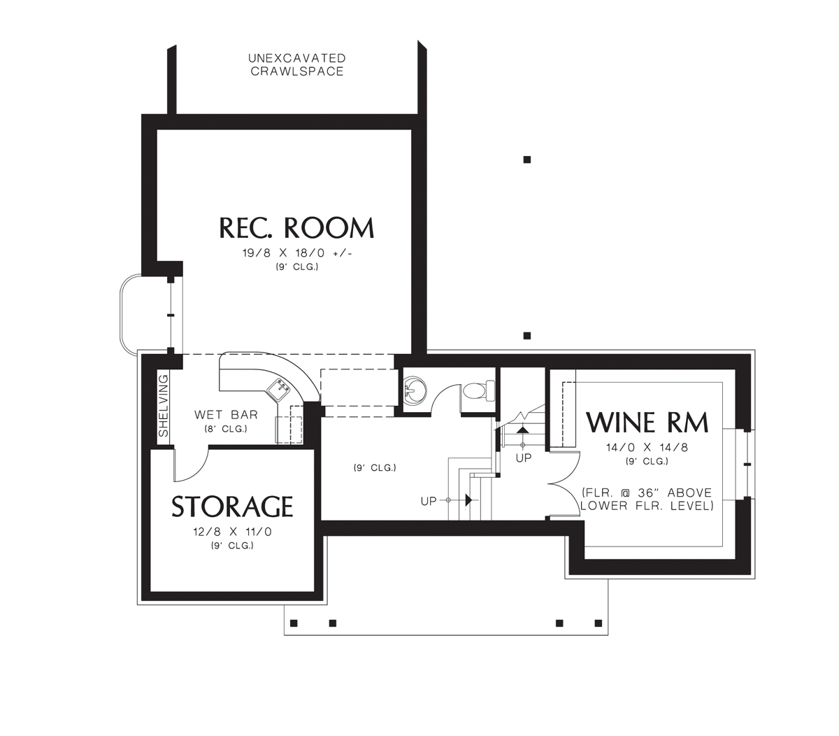 Lower Floor Plan for Mascord House Plan 2380 - The Lisette