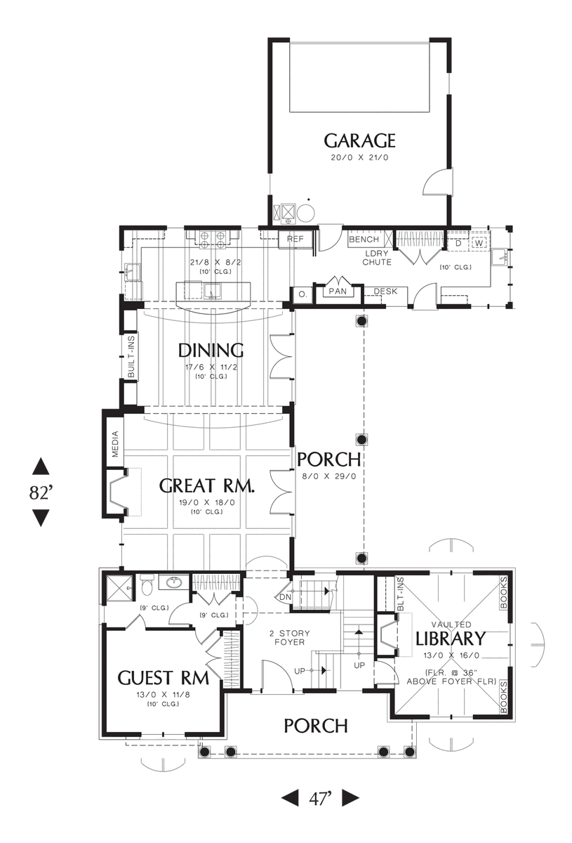 Main Floor Plan for Mascord House Plan 2380 - The Lisette