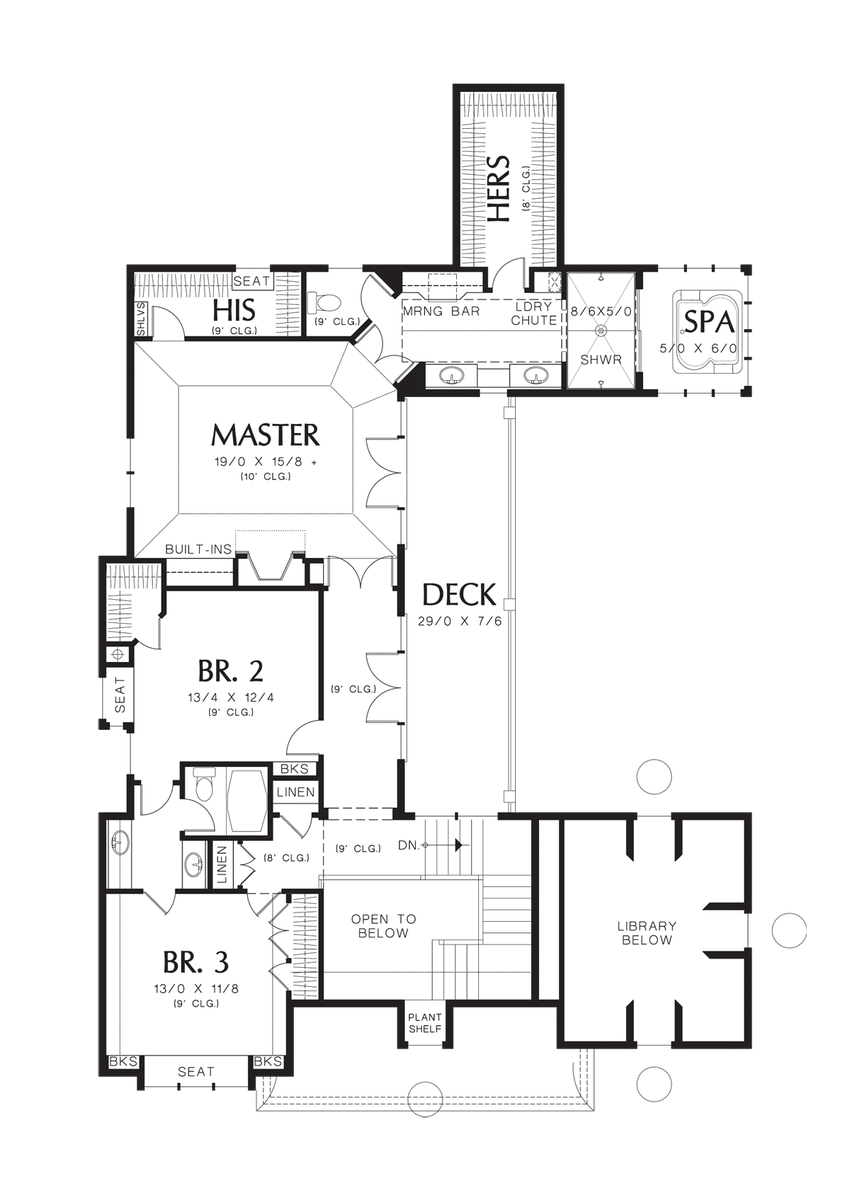 Upper Floor Plan for Mascord House Plan 2380 - The Lisette