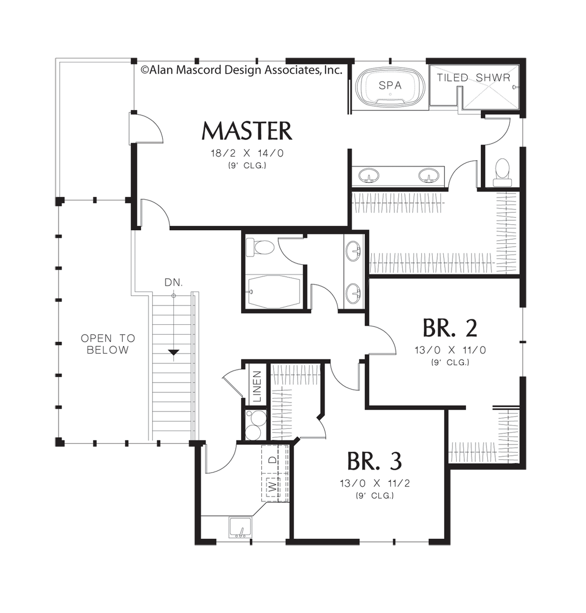 Upper Floor Plan for Mascord House Plan 2381A - The Lomond