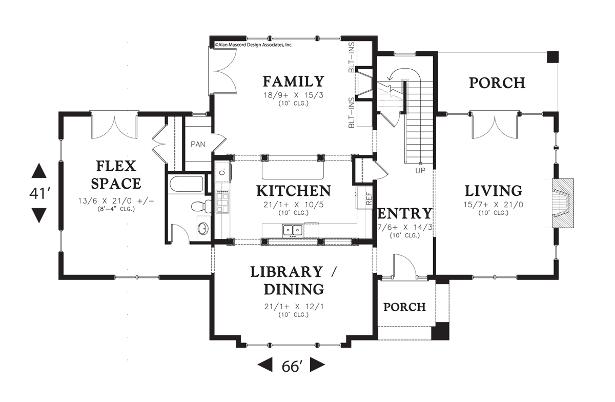 Main Floor Plan for Mascord House Plan 2391 - The Cannondale