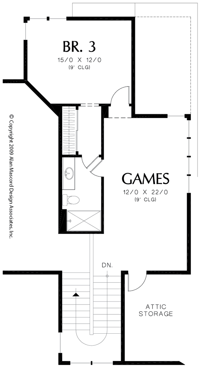 Upper Floor Plan for Mascord House Plan 2393 - The Mountainview