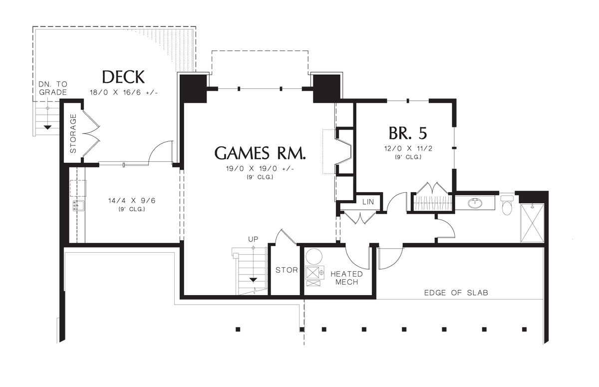 Lower Floor Plan for Mascord House Plan 2395 - The Riverview
