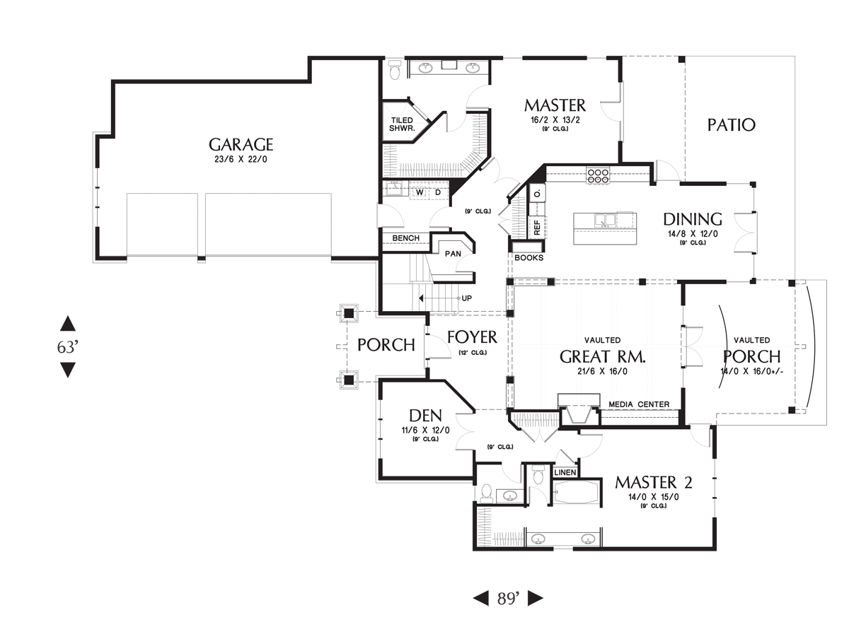 Main Floor Plan for Mascord House Plan 2396 - The Vidabelo
