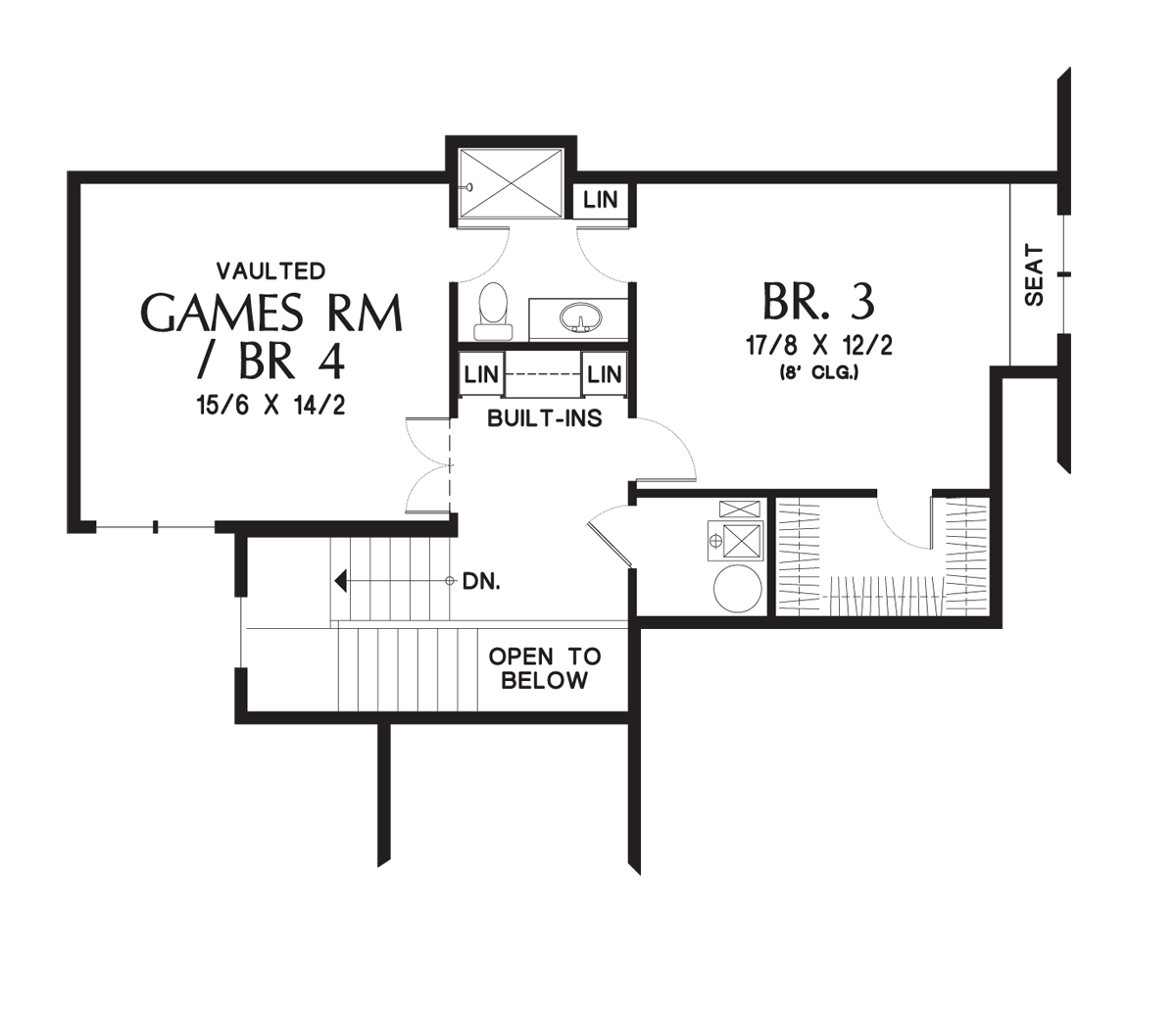 Upper Floor Plan for Mascord House Plan 2396 - The Vidabelo