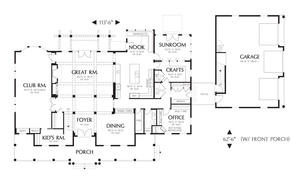 Main Floor Plan for Mascord House Plan 2418A - The Garnell
