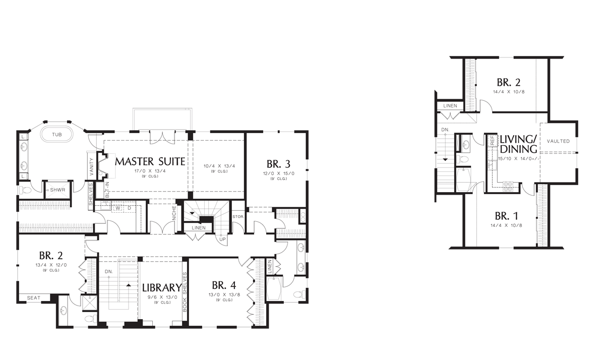 Upper Floor Plan for Mascord House Plan 2418A - The Garnell