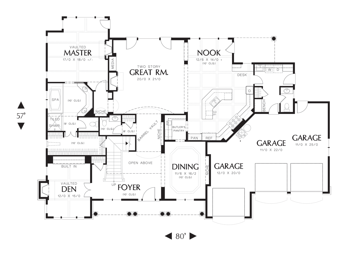 Main Floor Plan for Mascord House Plan 2428C - The Winthrop