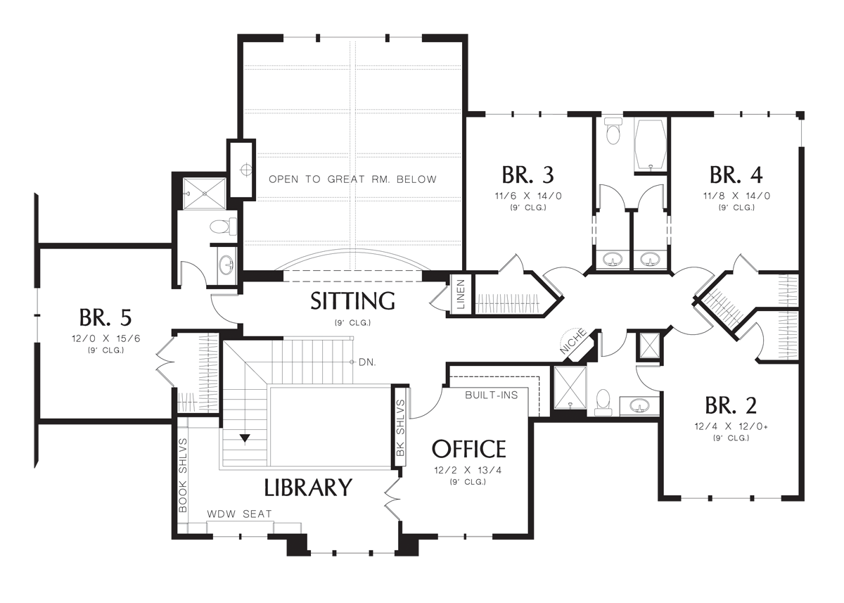 Upper Floor Plan for Mascord House Plan 2428C - The Winthrop