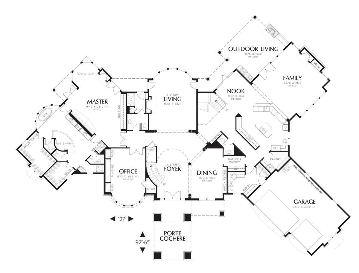 Main Floor Plan for Mascord House Plan 2435 - The Holden