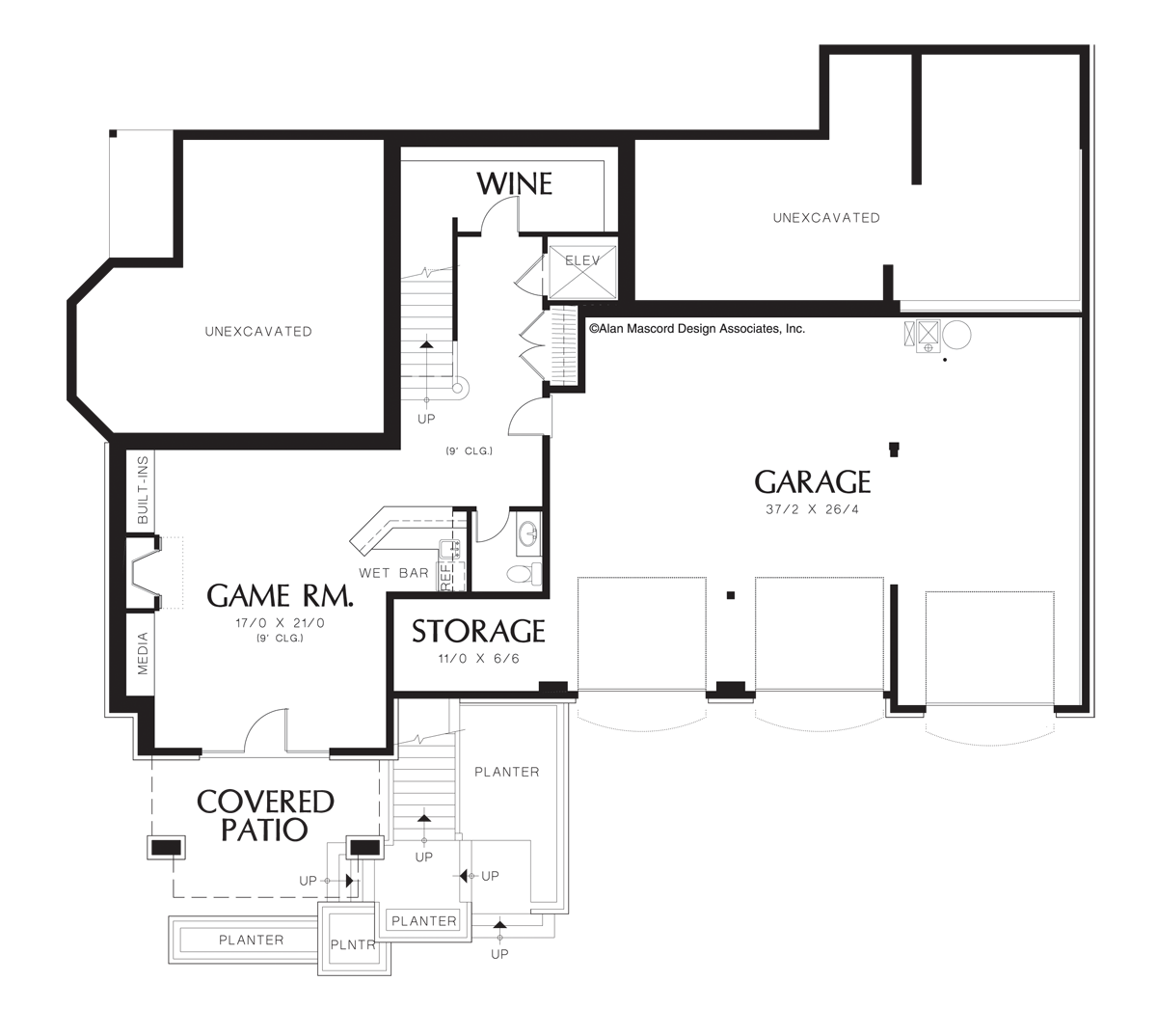 Lower Floor Plan for Mascord House Plan 2438 - The Goldstein