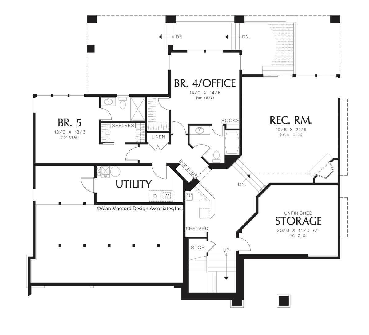 Lower Floor Plan for Mascord House Plan 2451 - The Rylander