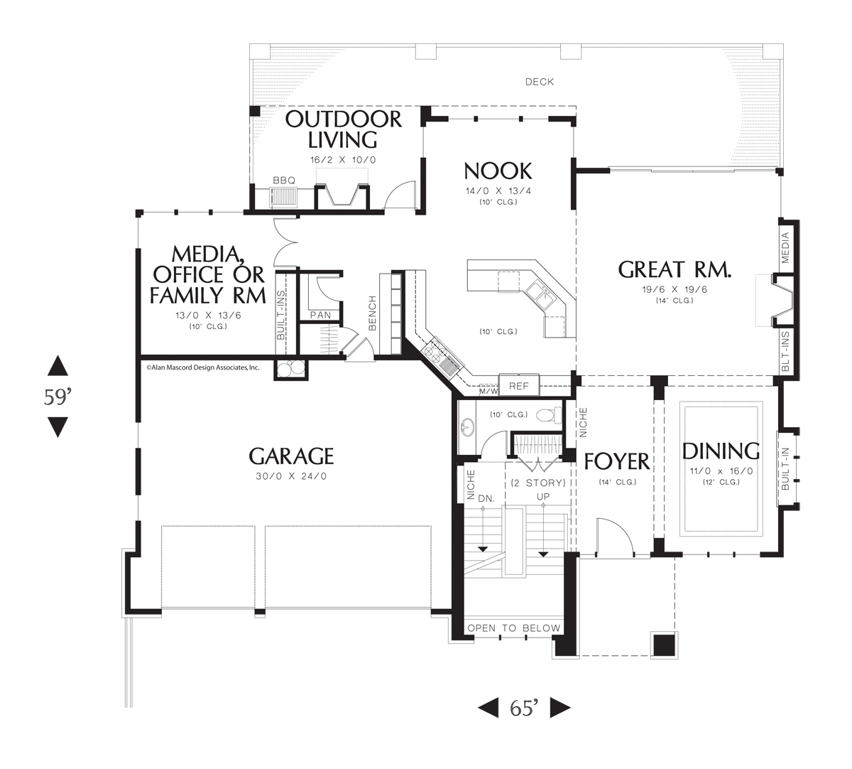 Main Floor Plan for Mascord House Plan 2451 - The Rylander