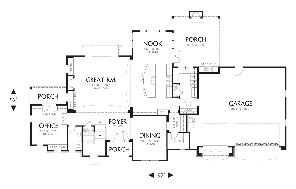 Main Floor Plan for Mascord House Plan 2456 - The Lyndale