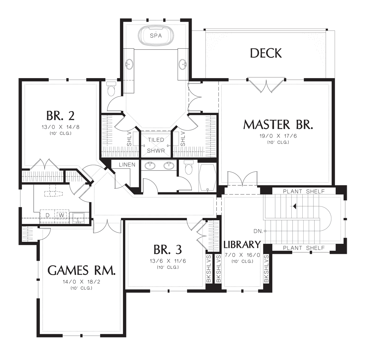 Upper Floor Plan for Mascord House Plan 2460 - The Aberle