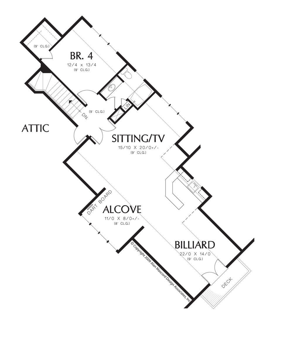 Upper Floor Plan for Mascord House Plan 2464 - The Manitoba