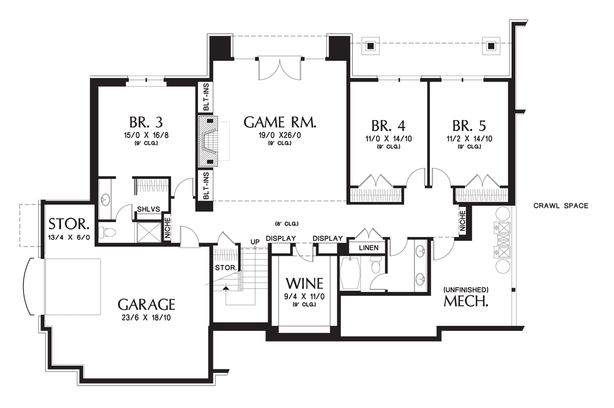 Lower Floor Plan for Mascord House Plan 2467 - The Hendrick