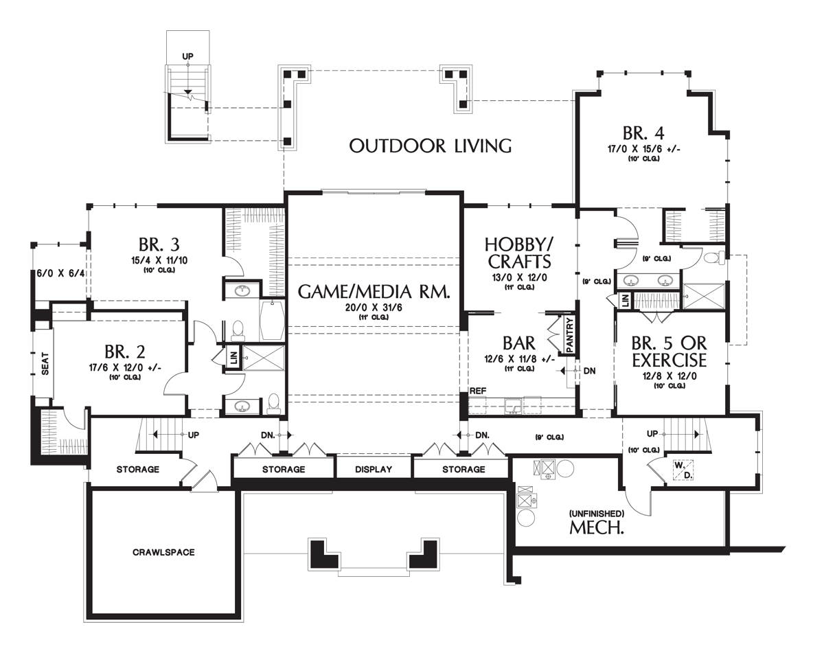 Lower Floor Plan for Mascord House Plan 2468 - The Wickham