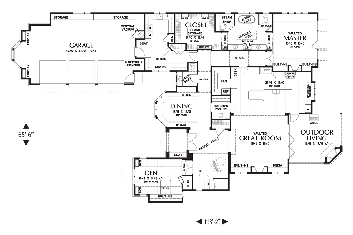 Main Floor Plan for Mascord House Plan 2470 - The Rivendell Manor