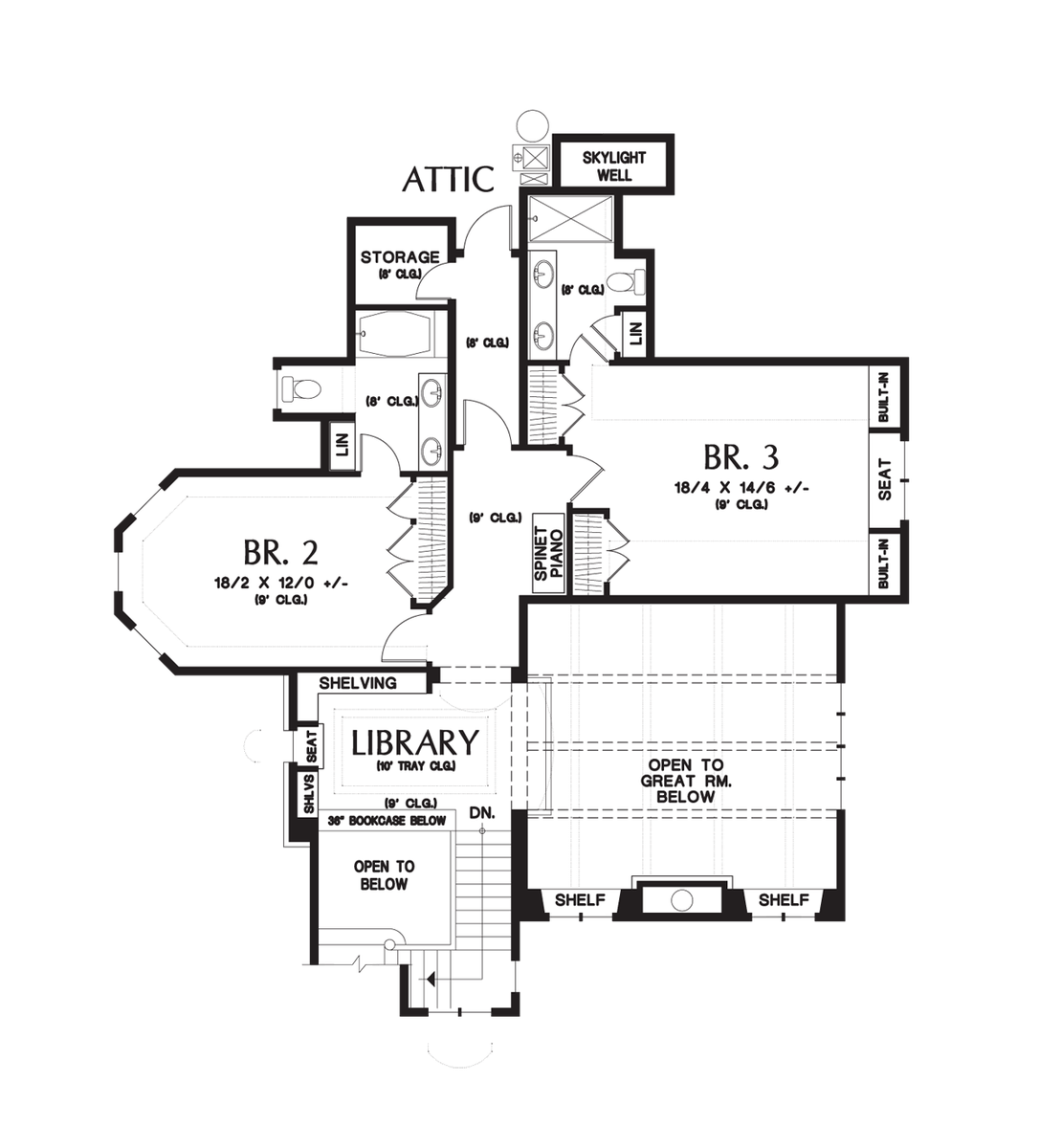 Upper Floor Plan for Mascord House Plan 2470 - The Rivendell Manor