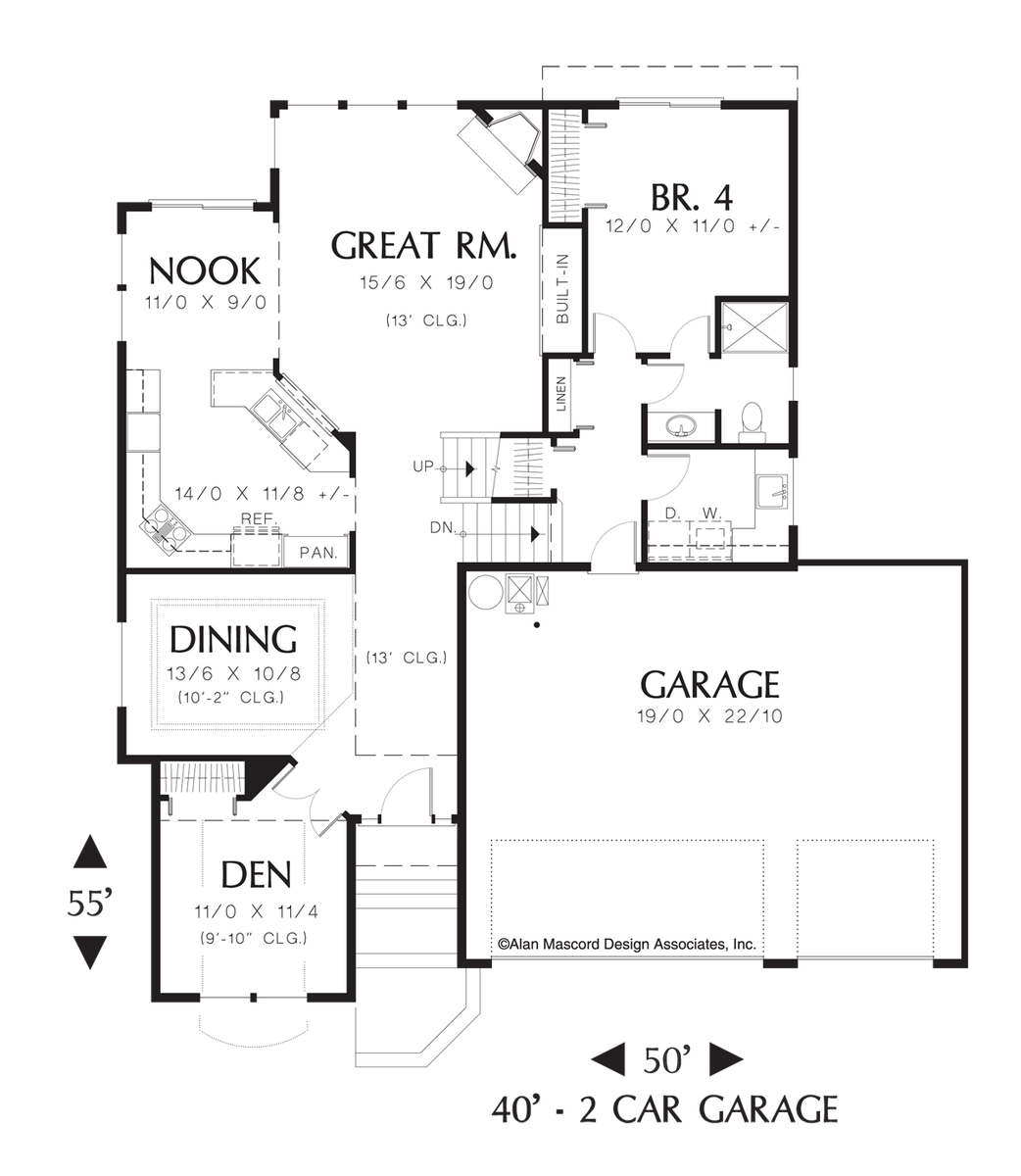 Main Floor Plan for Mascord House Plan 3210A - The Boyden