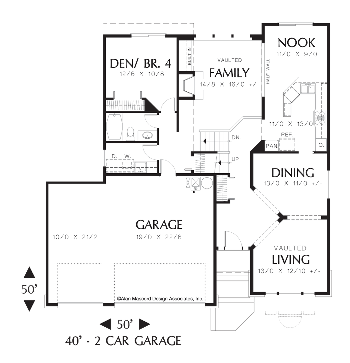 Main Floor Plan for Mascord House Plan 3210 - The Adriana
