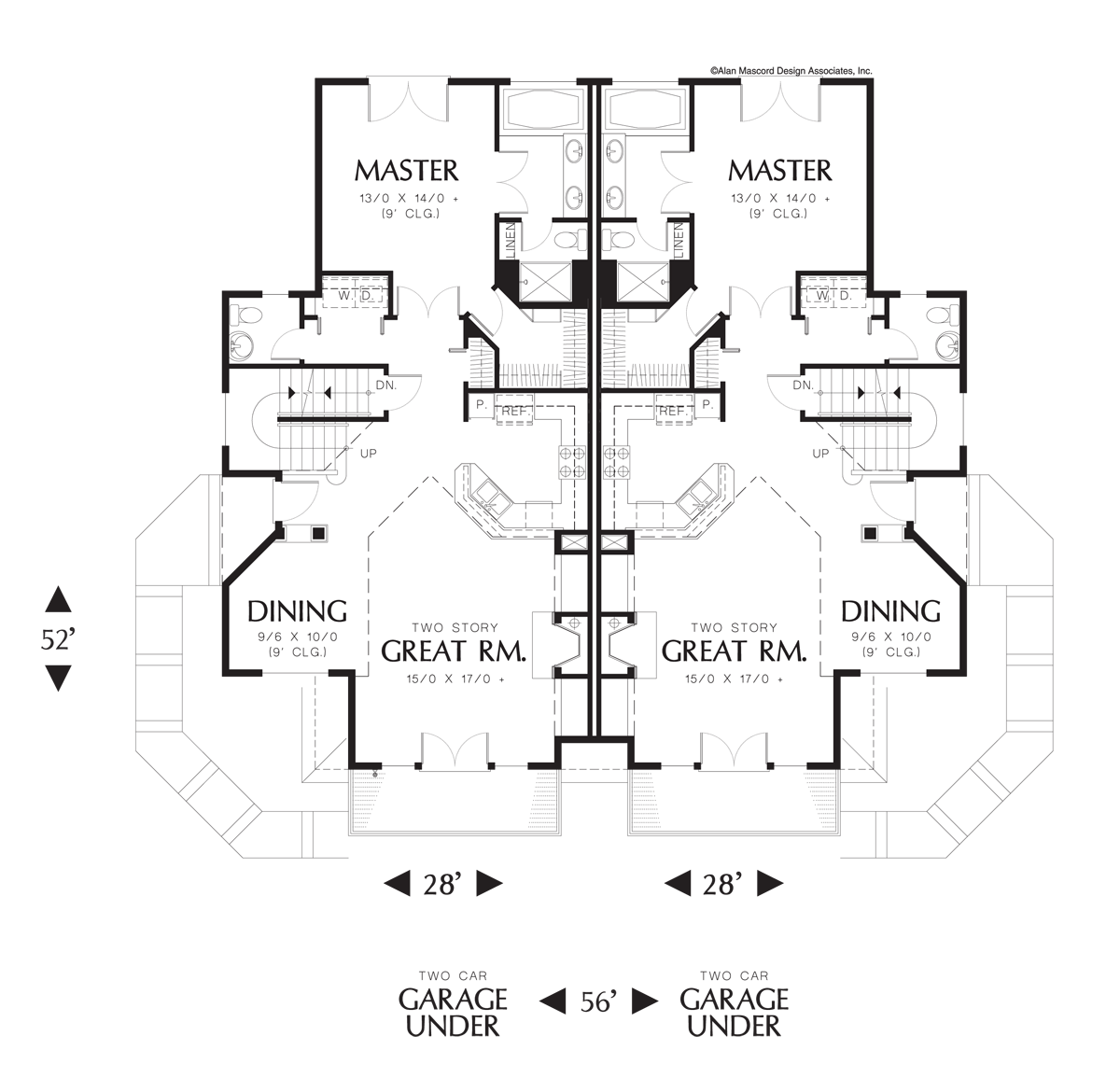 Main Floor Plan for Mascord House Plan 4016 - The Spencer