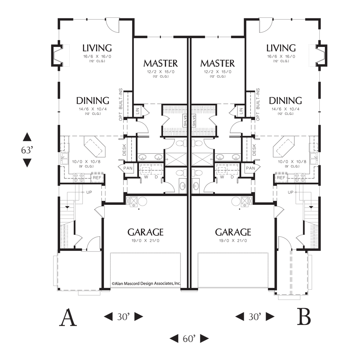 Main Floor Plan for Mascord House Plan 4036 - The Aurora