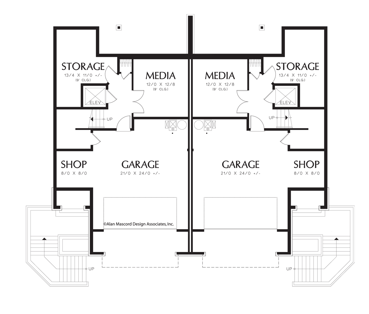Lower Floor Plan for Mascord House Plan 4041 - The Prairiefire