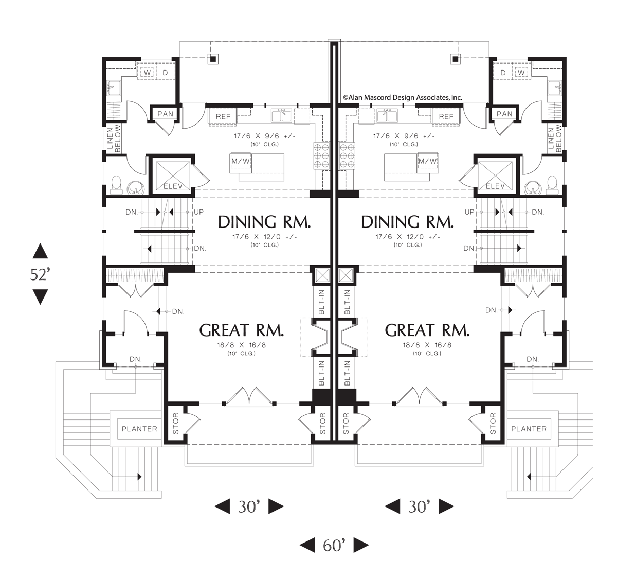Main Floor Plan for Mascord House Plan 4041 - The Prairiefire