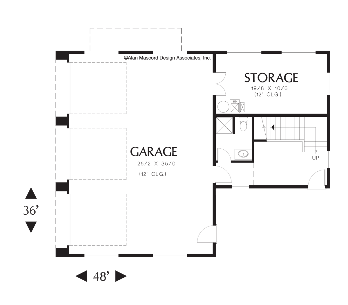 Main Floor Plan for Mascord House Plan 5009 - The Pomona