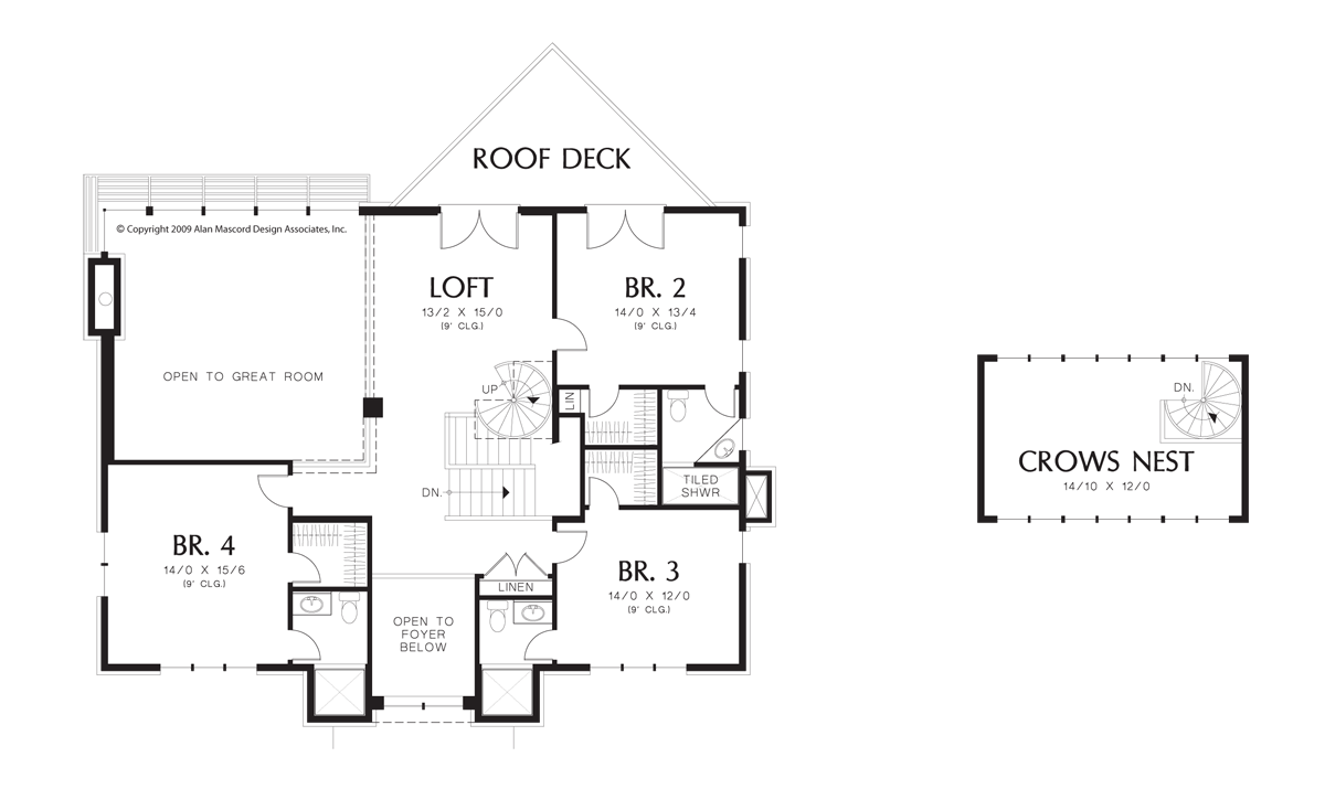 Upper Floor Plan image for Mascord Brunswick-This Home Has It All With A View!-Upper Floor Plan